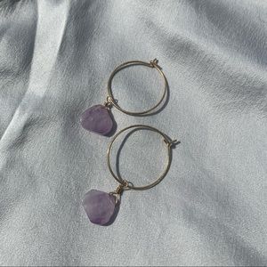 URBAN Gold Hoop with Purple Gem